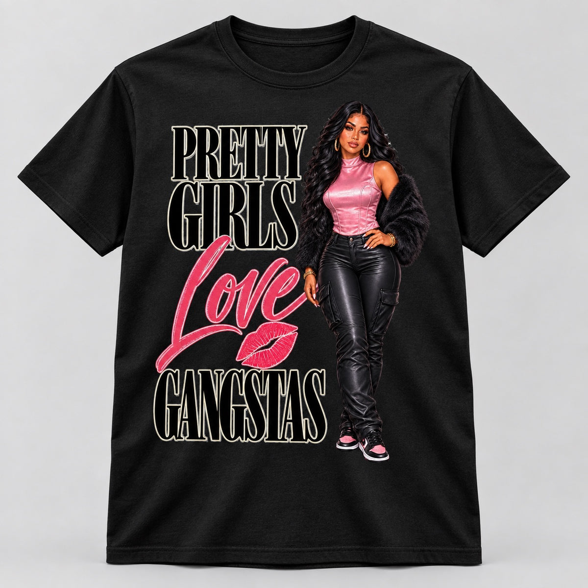 Pretty Girls Love Gangstas Tee product mockup